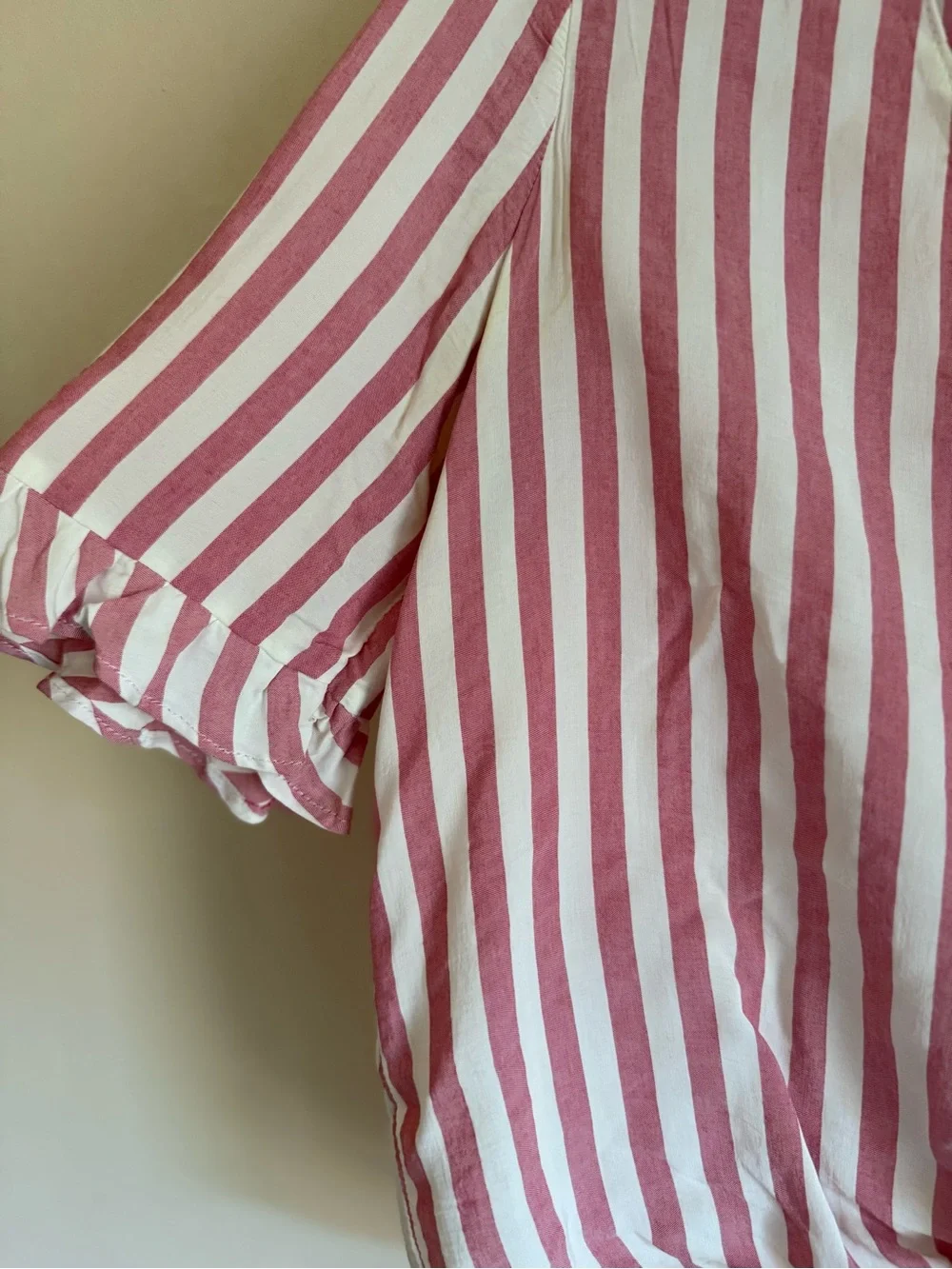 Zara Pink and White Vertical Stripe Tie-Hem Blouse
